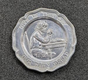 Pewter Plate Sexton 72 Wall Hangin Praying Man Give Us This Day Our Daily Bread